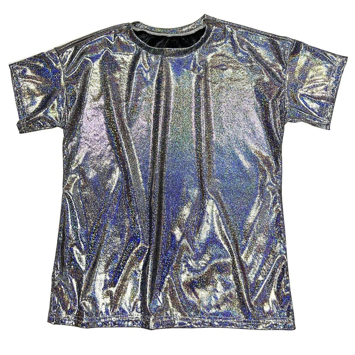 ZUYPSK Maglietta a maniche corte per bambini e bambine, metallizzata, a maniche corte, con paillettes, per danza jazz