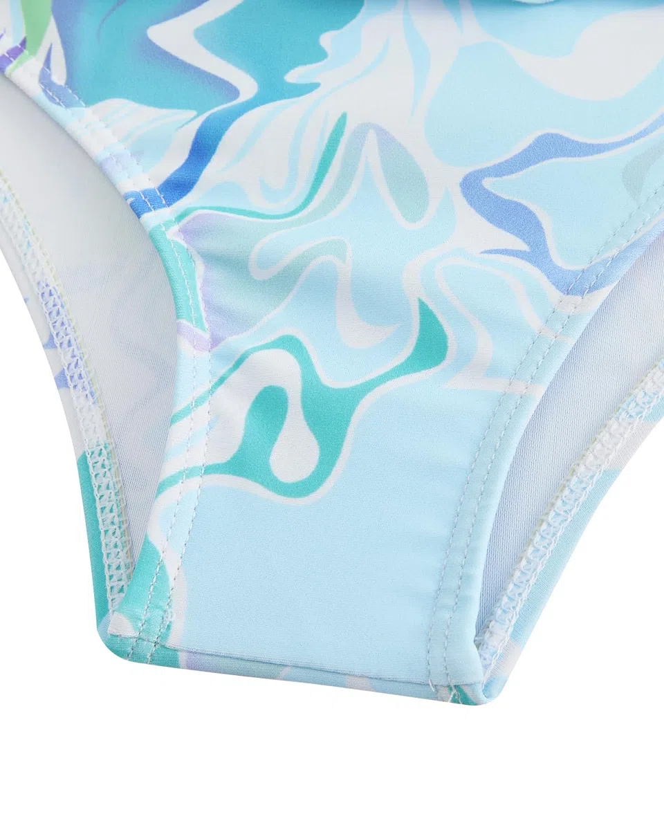 Costume da bagno ragazza 2 pezzi Uv costumi da bagno bambini manica lunga stampa tessuto costume da bagno Uv Shirt ragazza 4-10 anni