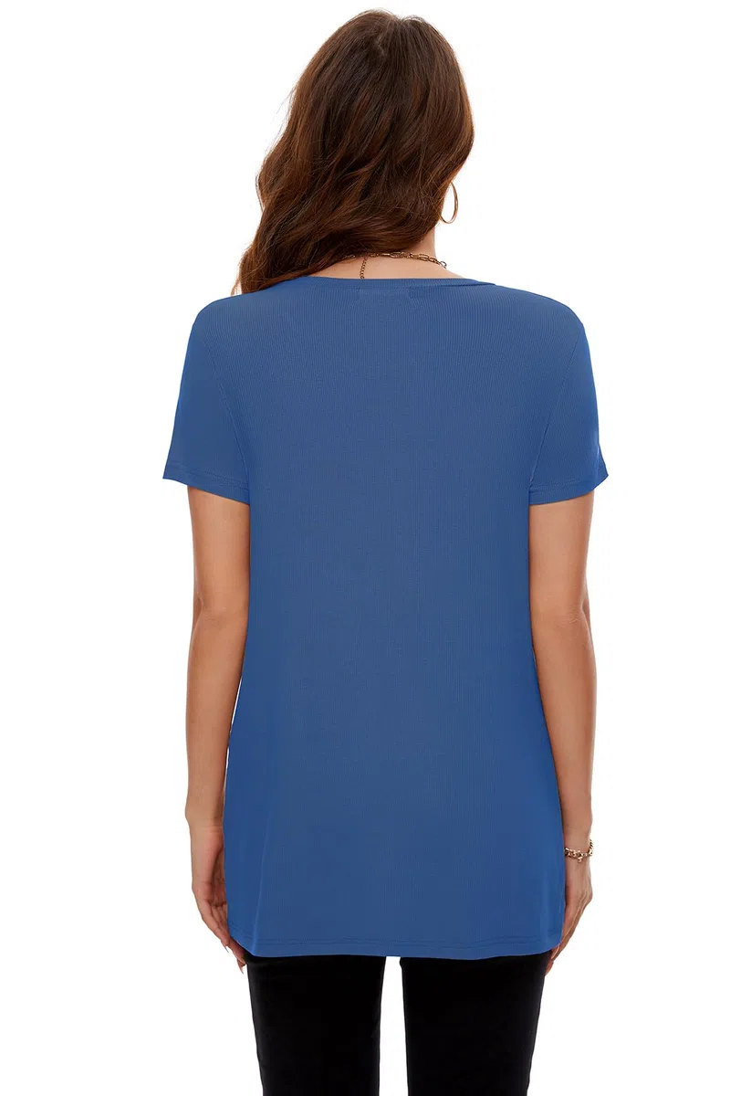 Smallshow Abbigliamento Premaman Donna Side Split Magliette e Top maternità,Grey Blue,XL