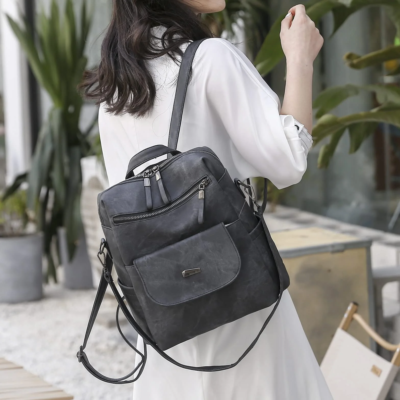 Aucuu Zaino Donna, Borsa Zaino Donna Elegante, Zainetto Multifunzionale, Zainetto Casual in Pelle PU, Zaini Antifurto, Borsa a Zaini Casual per Shopping Scuola Viaggio Lavoro