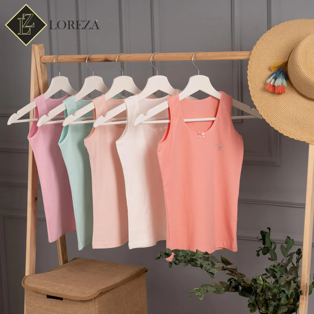 LOREZA ® 5 Cannottiera da Bambina in Cotone Canotta Intima con Strass - 2-13 Anni