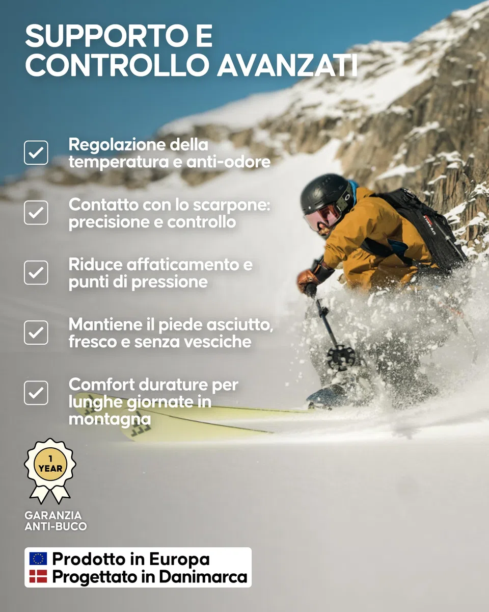 DANISH ENDURANCE Calze Sci Lana Merino Uomo Donna, Calzini Termici Invernali, Imbottitura Leggera e Vestibilità Anatomica