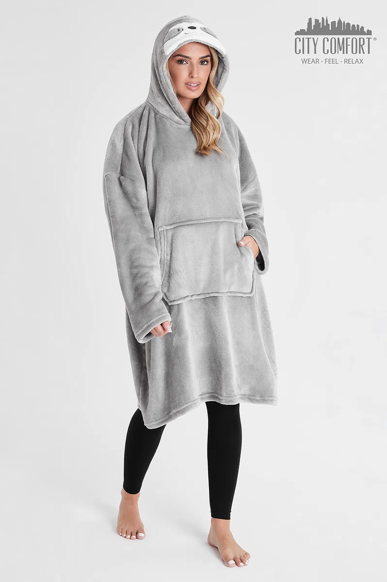 CityComfort Felpa con Cappuccio Oversize Coperta Indossabile Gigante in Pile Unisex Uomo Donna