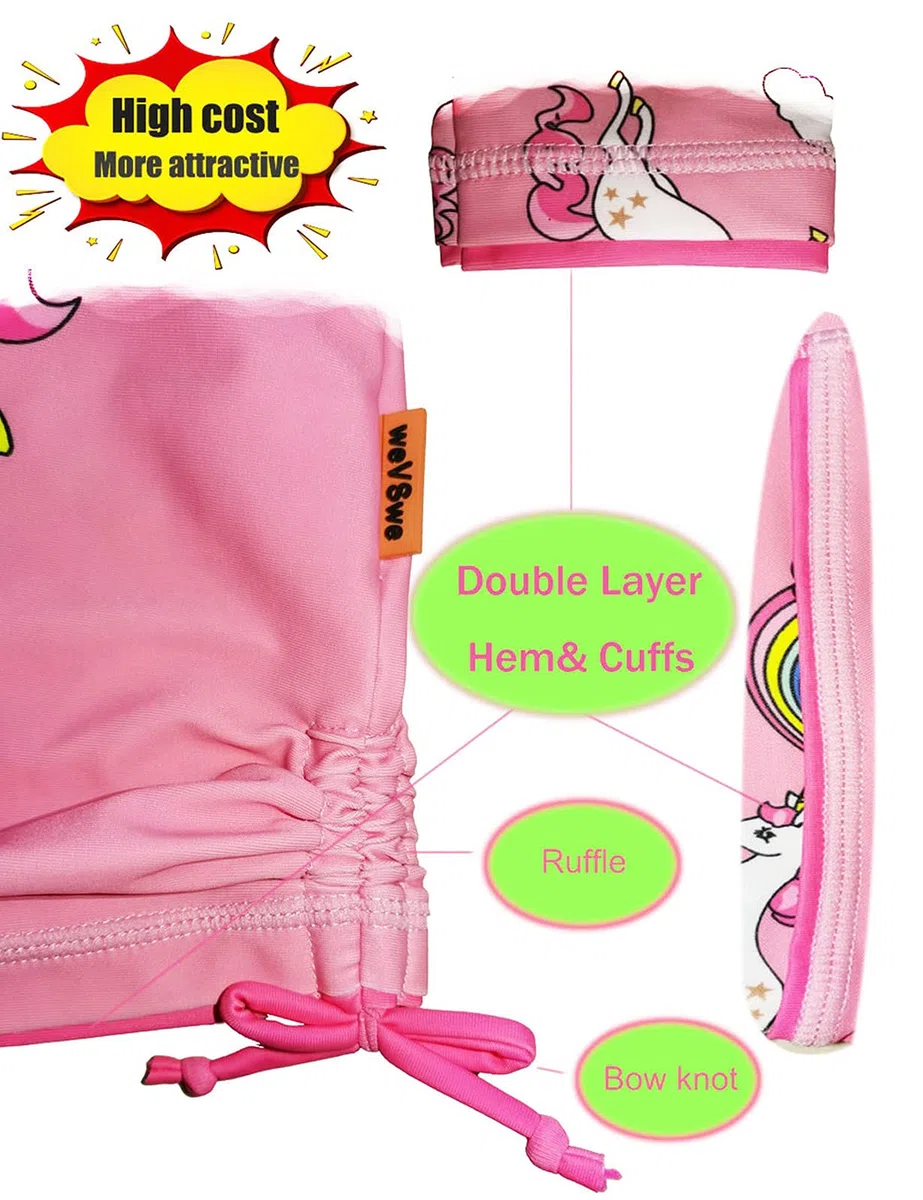 weVSwe Costume da Bagno per Ragazze 2 Pezzi Rash Guard per Bambini Costumi da Bagno A Maniche Lunghe UPF 50+ Protezione Bow-Knot