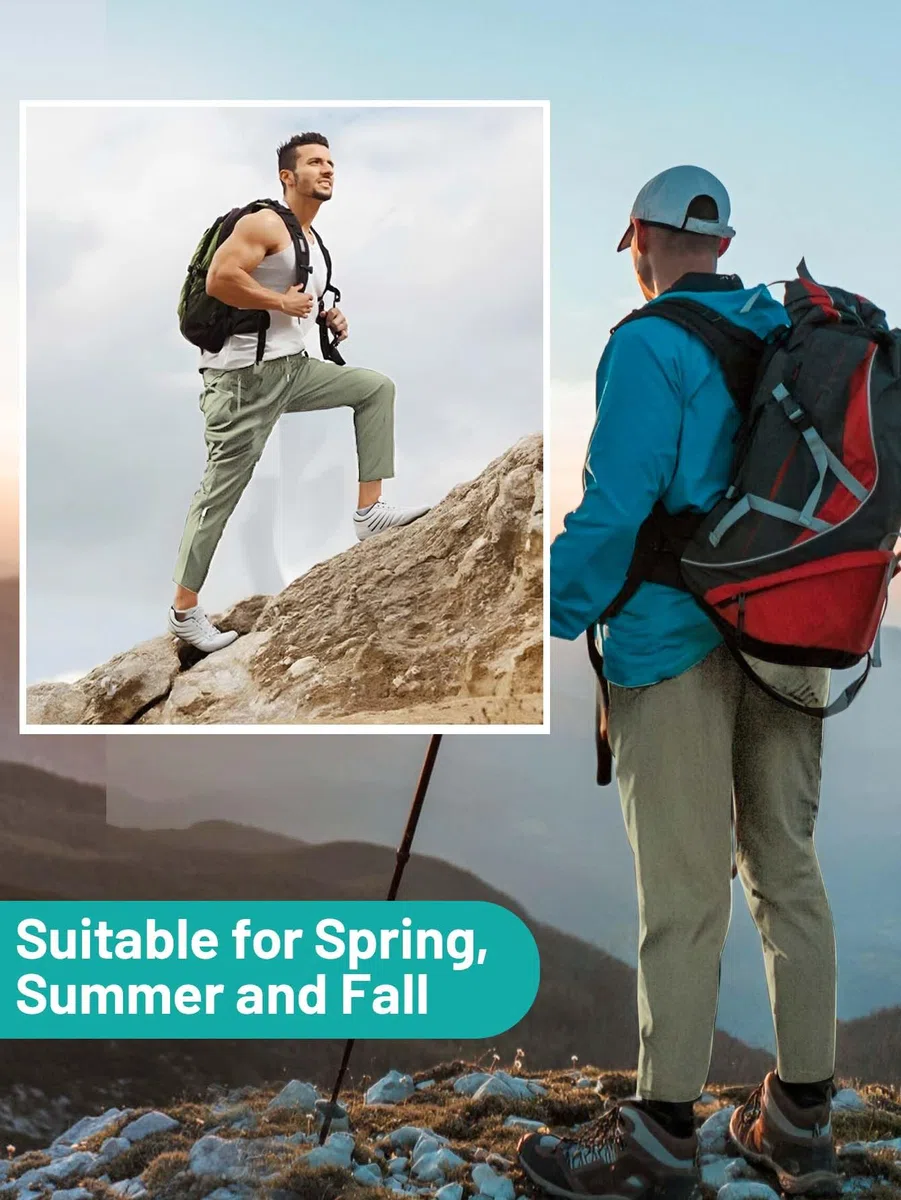 Hidkat Pantaloni da trekking da uomo, ad asciugatura rapida, leggeri, pantaloni da pesca all'aperto, resistenti all'acqua, con tasche con cerniera