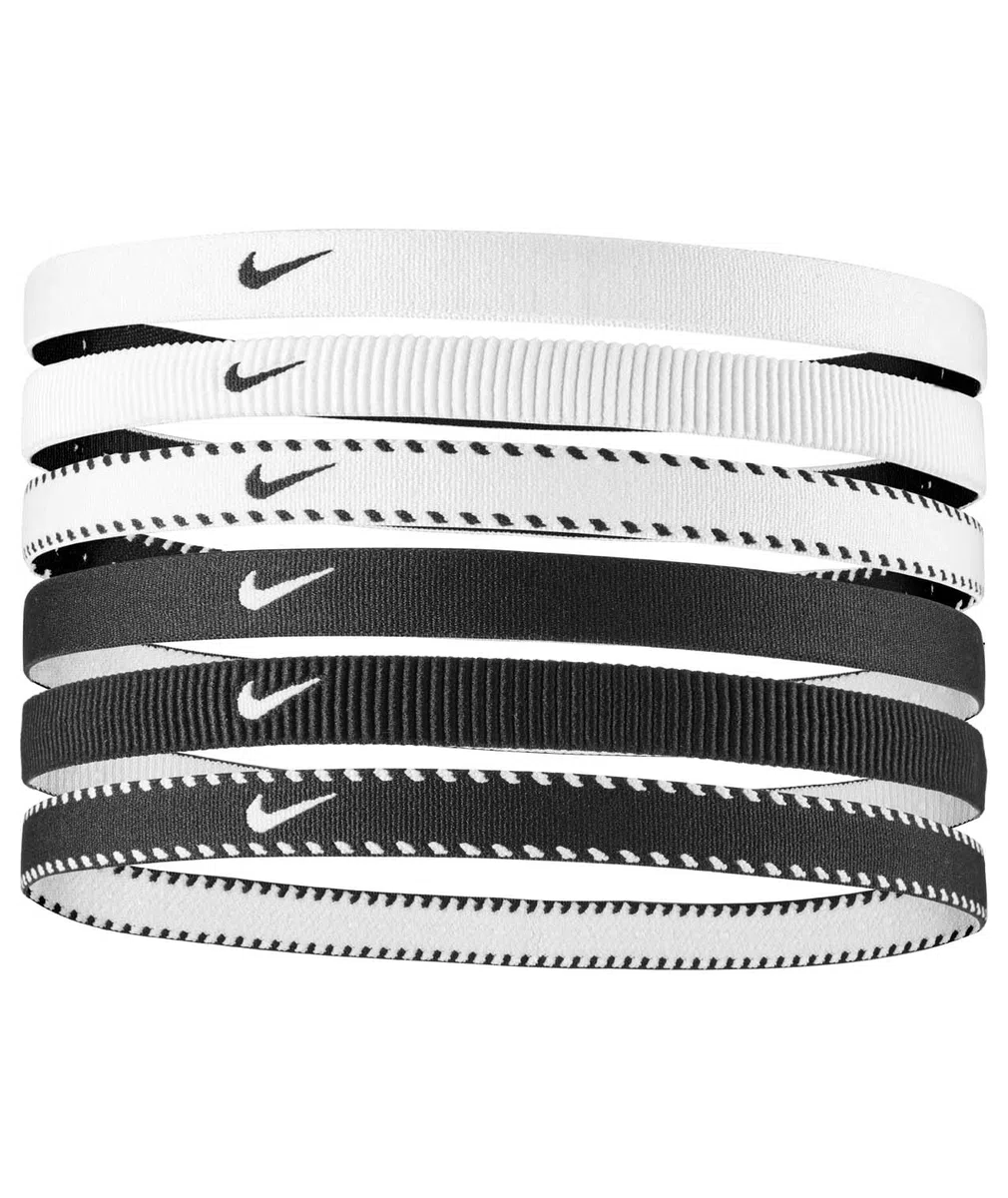 Nike Flex Classic Headbands 6PK Fasce Elastiche per Capelli Sport W/B (6 unità)