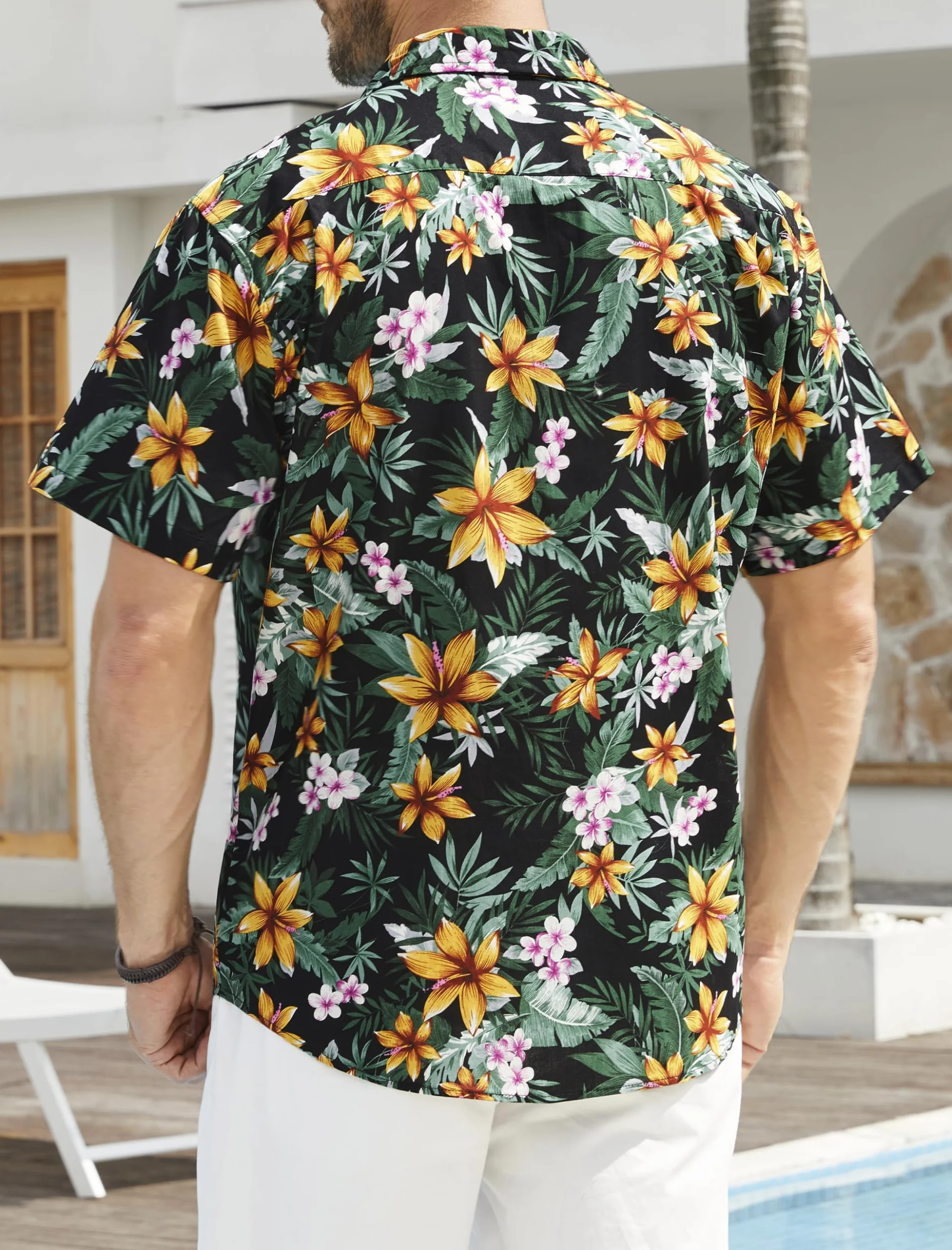 HISDERN Camicie Aloha Hawaiana Funky Manica Corta Tasca Anteriore Vacanza Estate Stampato Spiaggia Camicia Casual Hawaii S-2XL