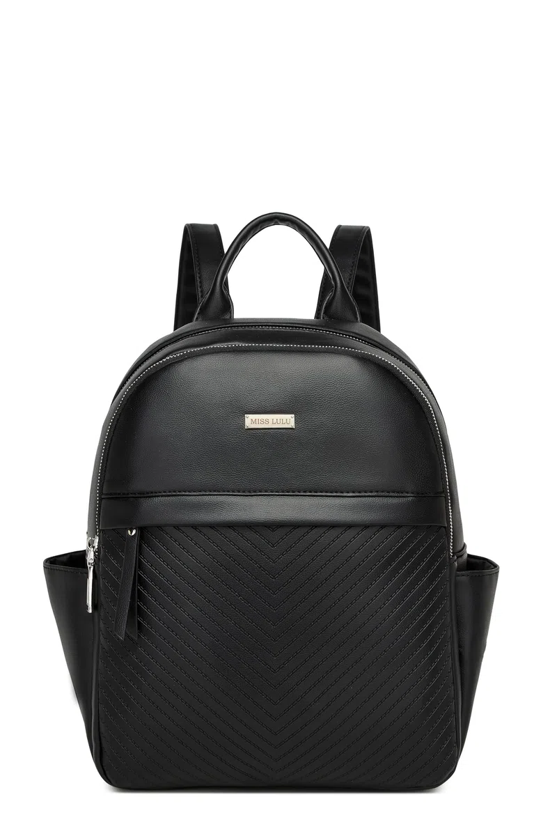 Miss Lulu Zaino Università Donna Nero Elegante, Zainetto Donna Grande Impermeabile Pelle PU, Borsa Zaini per Lavoro, Universita, Viaggi e Shopping