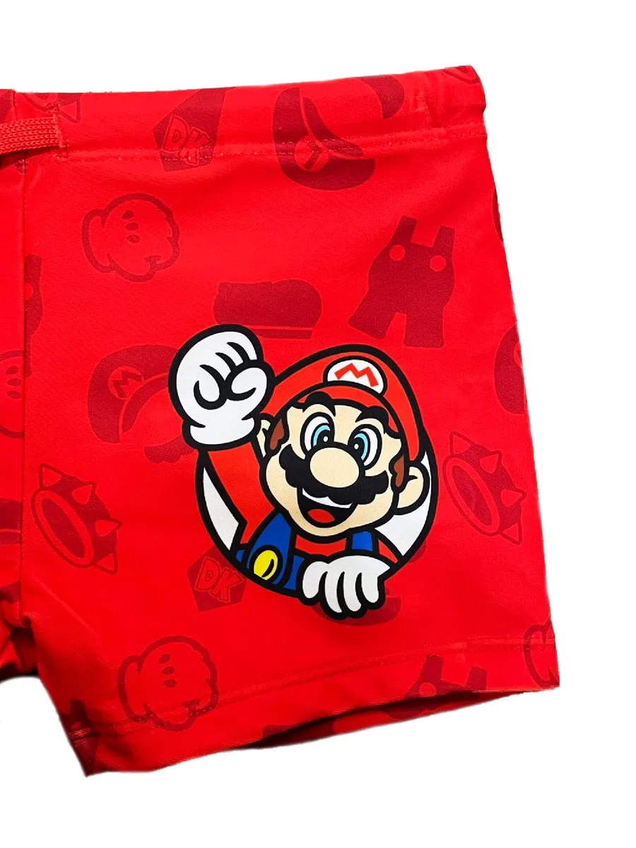 Costume Super Mario Bambino. Ufficiale. Modello Disegni. Boxer Mare Poliestere. Pantaloncino da Mare per Bambini Ragazzi. Costume Piscina. Mario Luigi Yoshi.