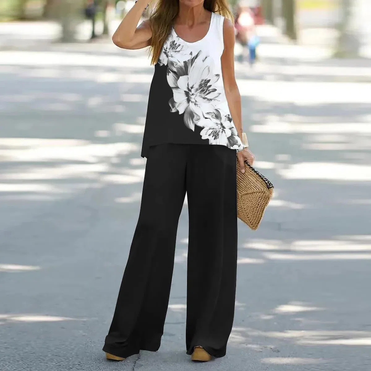 MJGkhiy Completo Cerimonia Donna Elegante Set Completo Tuta Donna Senza Maniche Vita Alta Pantaloni Abito da Sera in 2 Pezzi Tute Donna Eleganti Da Cerimonia