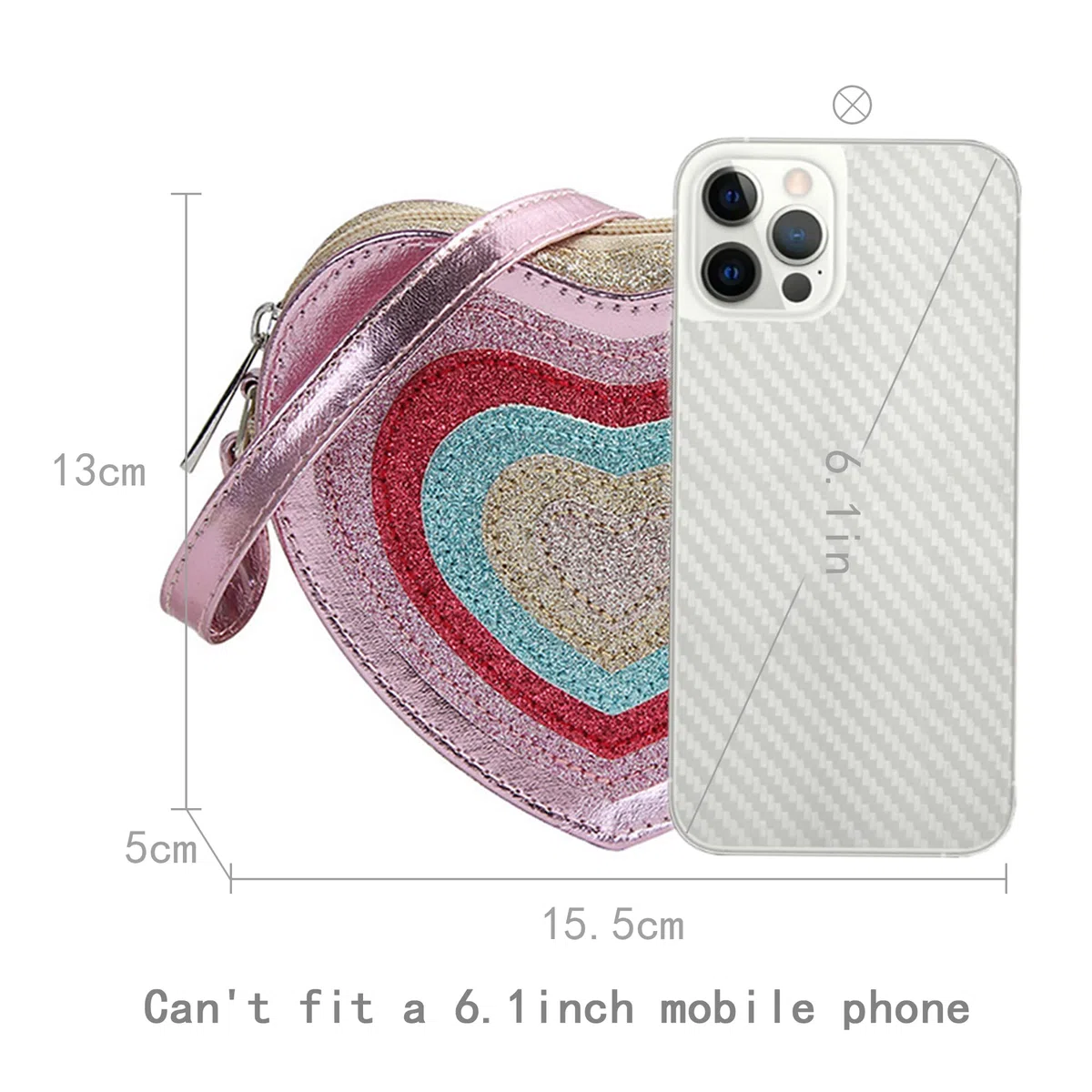 Milya DE - Borsa a tracolla in pelle PU a forma di cuore con fiocco principessa, mini borse, per bambini a tracolla