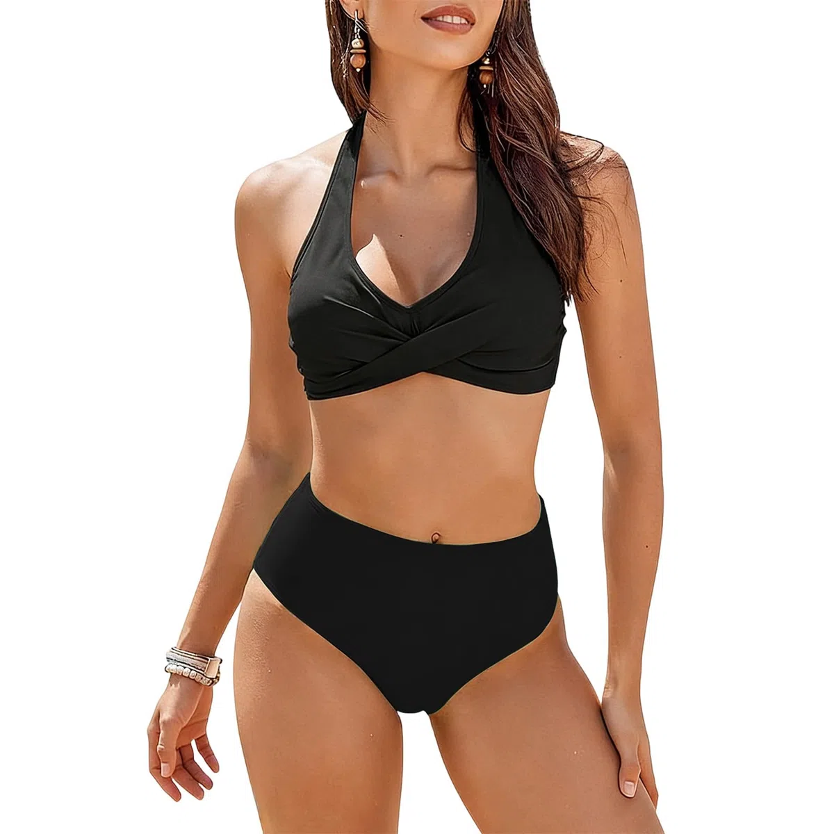 Bikini Slip da Donna Fondo Bikini Triangolo Classic Ruched Pezzo sotto con Taglio Brasiliano Bikini Slip da Donna，Nero，