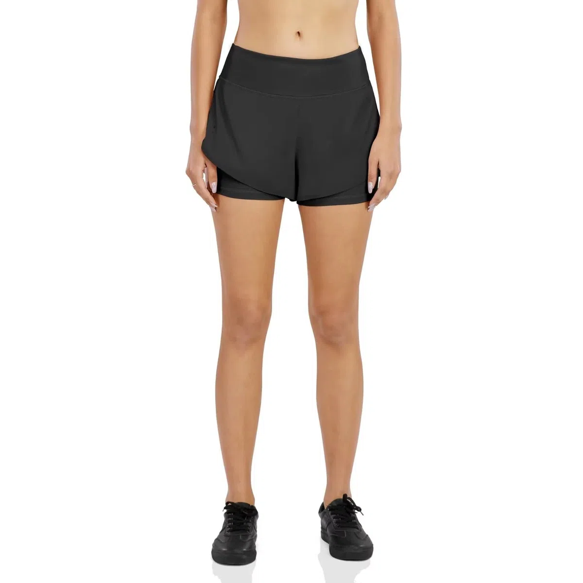 Pantaloncini da Corsa Donna,Pantaloncini Sportivi Estivi 2 in 1 Shorts Donna Sportivi a Vita Alta Pantaloni Corti Donna per Corsa Yoga Fitness con Tasche con Cerniera Interna