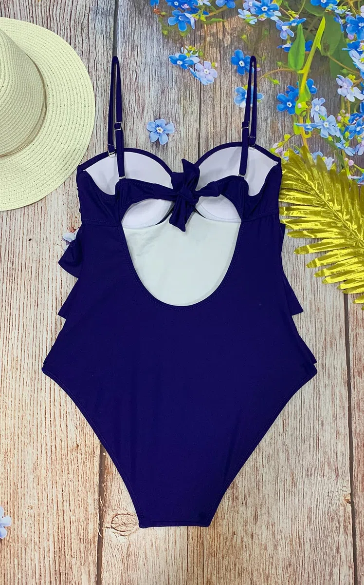 Rayson Costume da Bagno Donna Intero da Spiaggia Retro Tankini Donna Push Up con Volant Monokini Donna Controllo Addominale