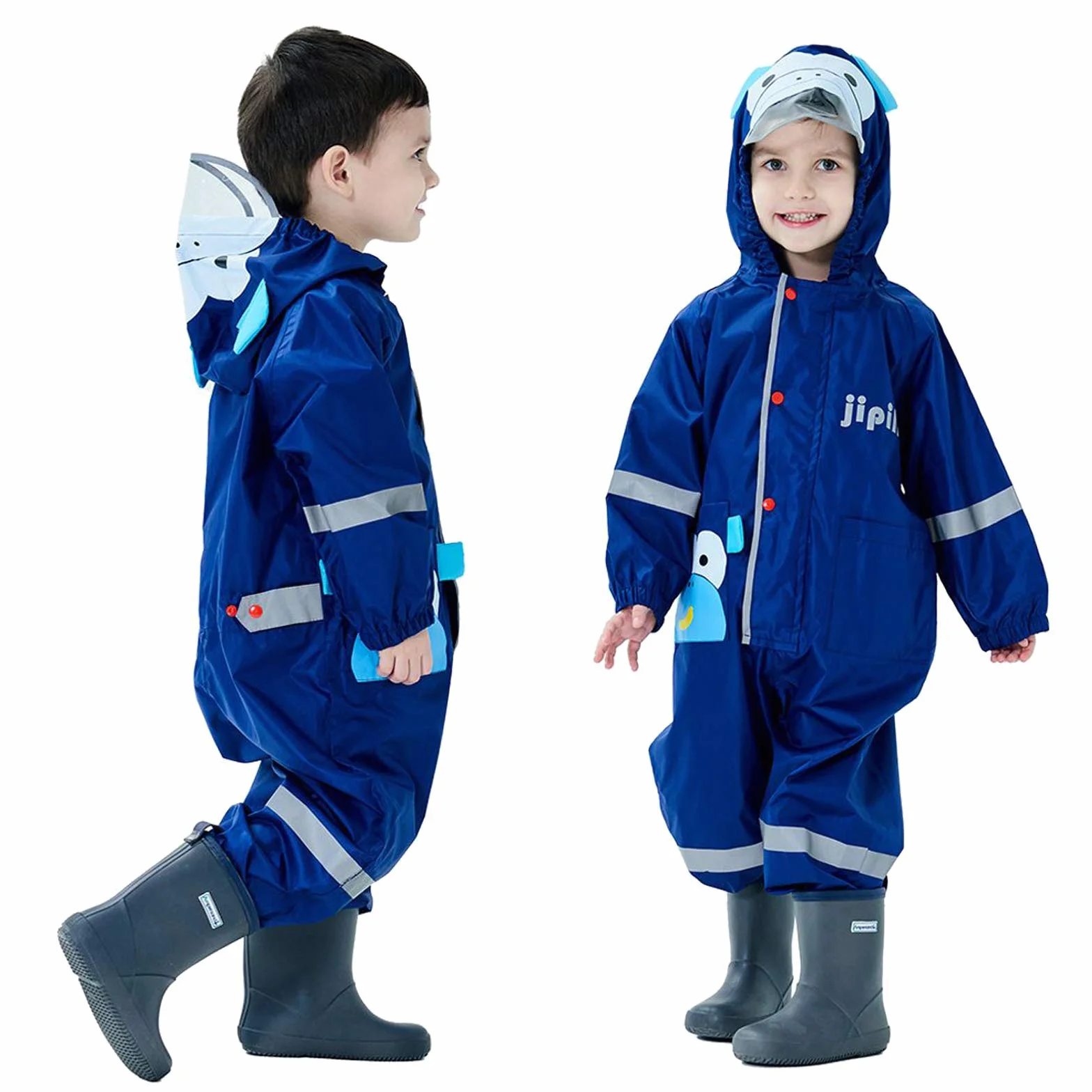 Impermeabile da Pioggia Bambini Bambine con Cappuccio Modello Cartone Animato 3D Antipioggia Giacca Tuta Portatile Sportivo Jogging Impermeabili Ragazzi Ragazze Unisex Bimbo Bimba 1-8 Anni