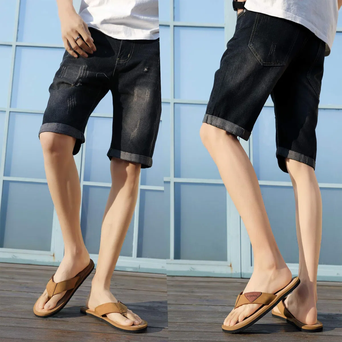 ARRIGO BELLO Infradito Uomo Pelle Ciabatte Mare Eleganti Cuoio Sandali Estive Piscina Antiscivolo Flip Flops Taglia 41-46