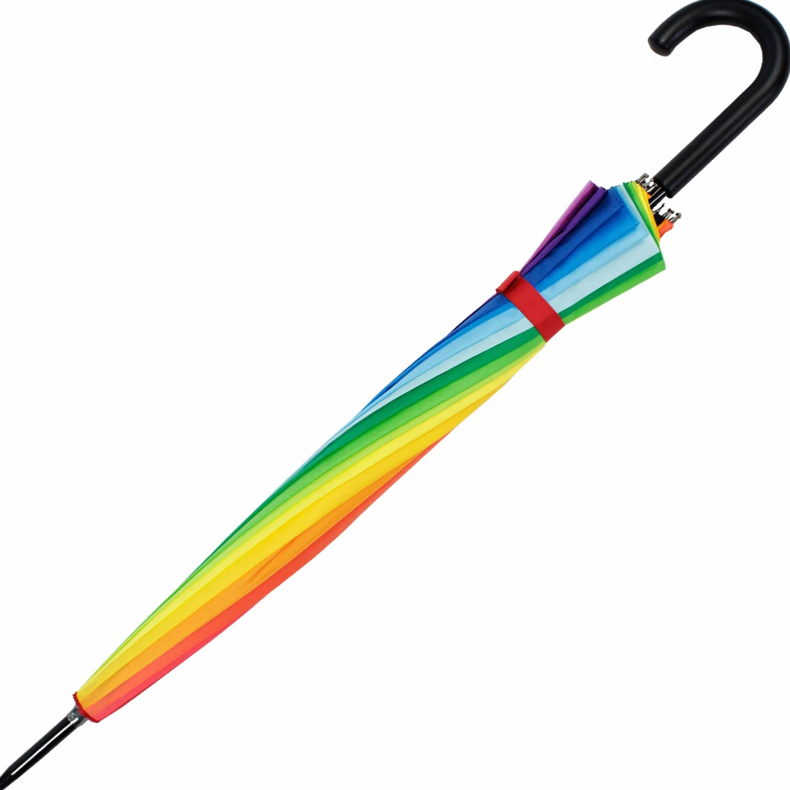 iX-brella Ombrello lungo, di alta qualità, 16 pezzi, con sistema automatico resistente alle tempeste, arcobaleno, 101 cm