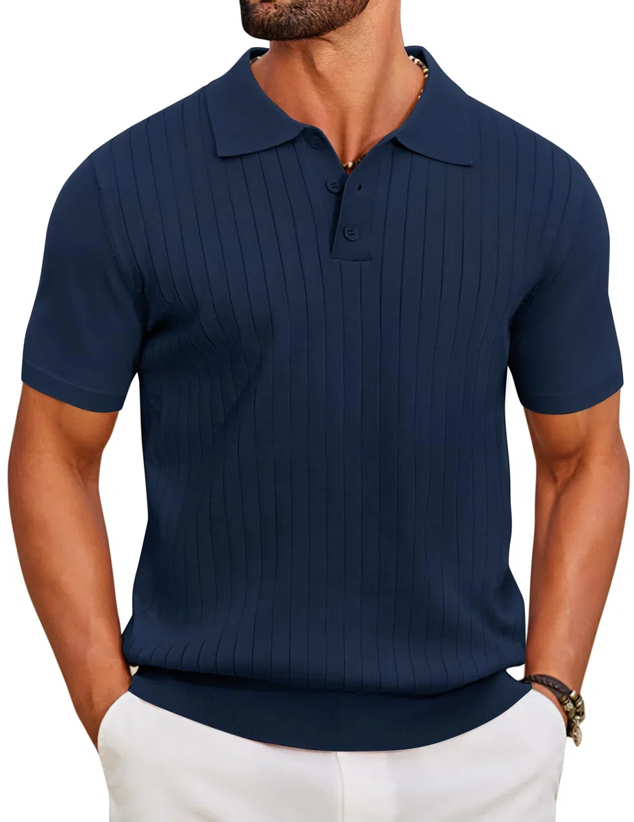 COOFANDY Polo Uomo Maglia Manica Corta Polo Shirt Slim Fit Golf T-Shirt Casual Elastico
