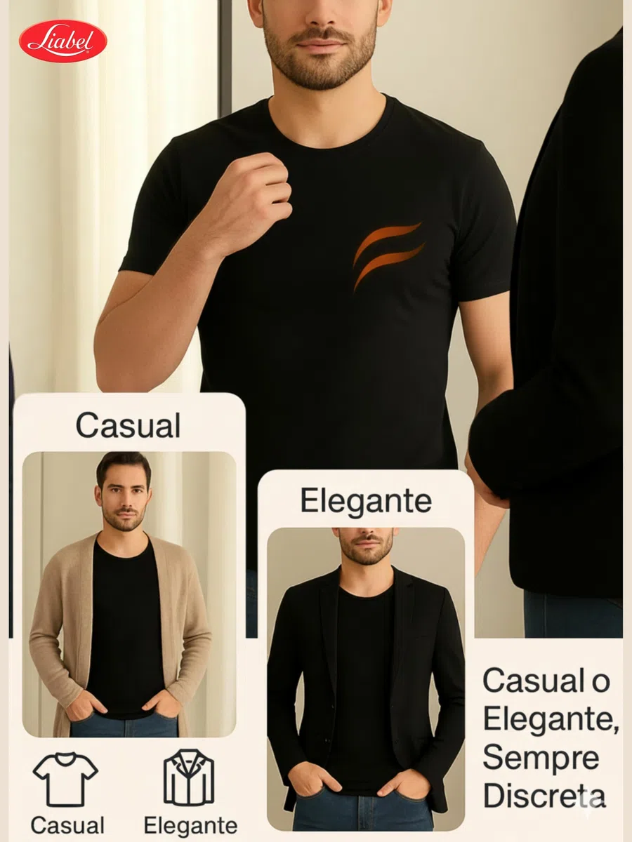Liabel 2pz Maglia Uomo Caldo Cotone Garzato 100%,T Shirt Cotone Felpato Girocollo o Scollo a V, Maglie Intime Uomo Invernali Anallergiche
