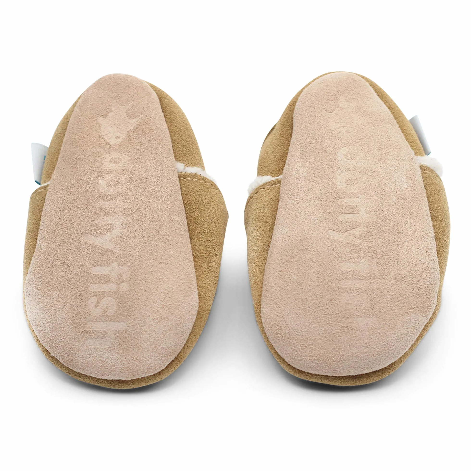 Dotty Fish Pantofole a Piedi Nudi in Pelle Scamosciata per Neonati e Bambini – Foderate in Pile, Antiscivolo, Leggere e Flessibili - Consigliate dai Podologi - 0–5 Anni