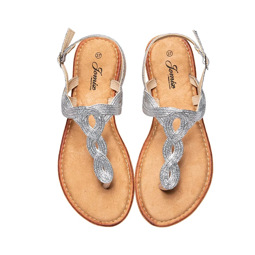 JOMIX Sandali Donna Estivi Infradito Eleganti Bassi Fascia Intrecciata con Cinturino Regolabile Scarpe Aperte per Cerimonia Vacanze Giorno e Sera