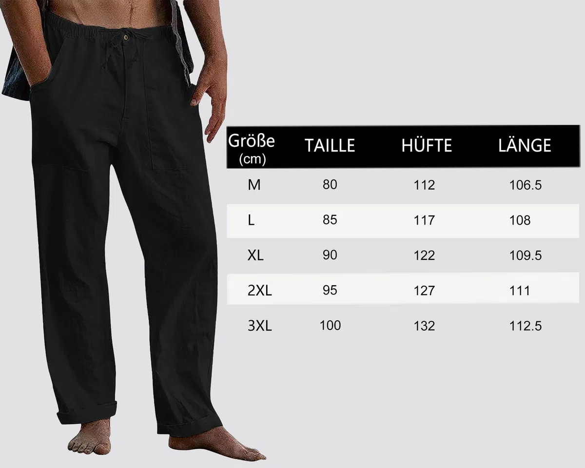 LVCBL Pantaloni Sportivi Casual in Lino da Uomo Estivi Larghi per Yoga Spiaggia con Elastico in Vita,M-3XL