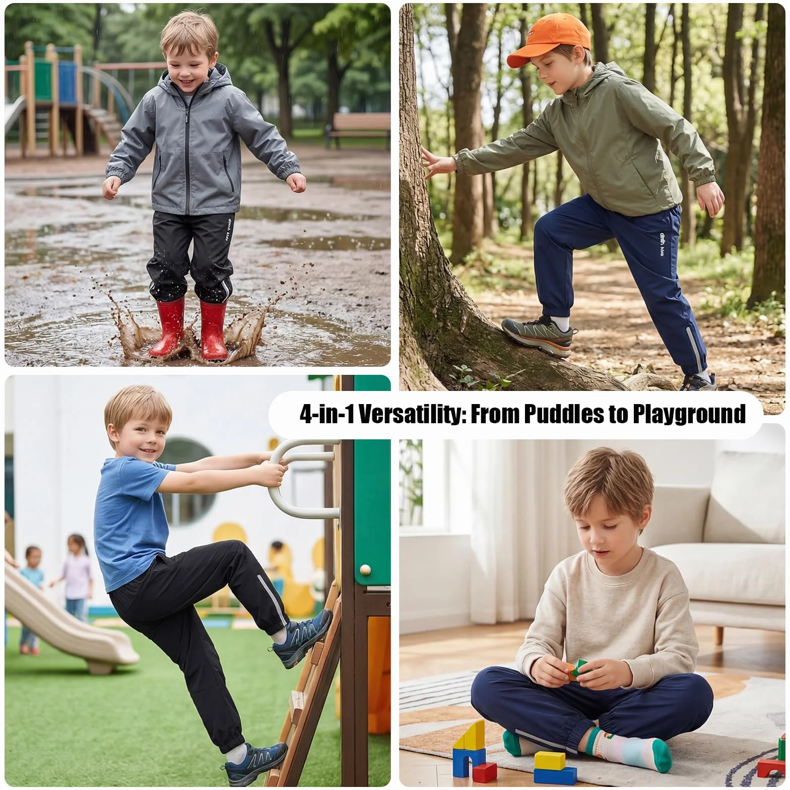 Pantaloni da Trekking per Bambini, Antivento Impermeabili Pantalone con Fodera a Rete Antipioggia Ragazzi Traspiranti Casual All'Aperto Autunno Primavera Abbigliamento 5-14 Anni