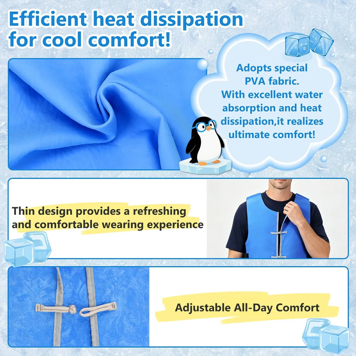 Gilet di raffreddamento evaporativo per uomini e donne, gilet di raffreddamento attivato dall'acqua per la stagione calda