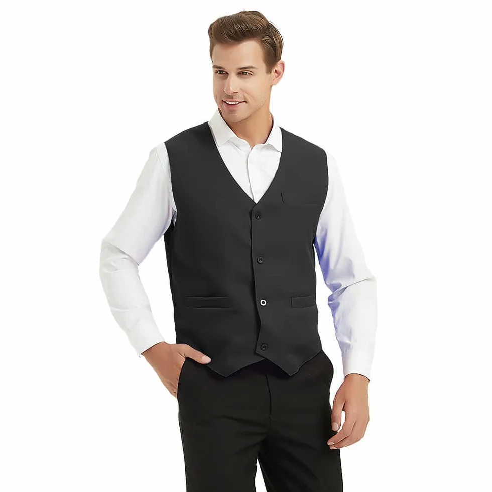 TOPTIE Gilet da Uomo, Gilet casual Unisex con Bottoni, Smanicato Gilet per commesso del supermercato e volontari