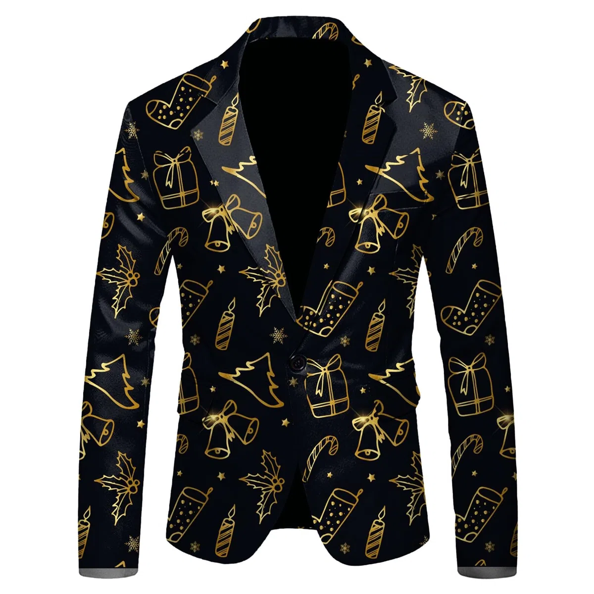 Generisch Giacca di Natale da uomo, slim fit, con motivo natalizio, giacca da lavoro, giacca sportiva e festiva