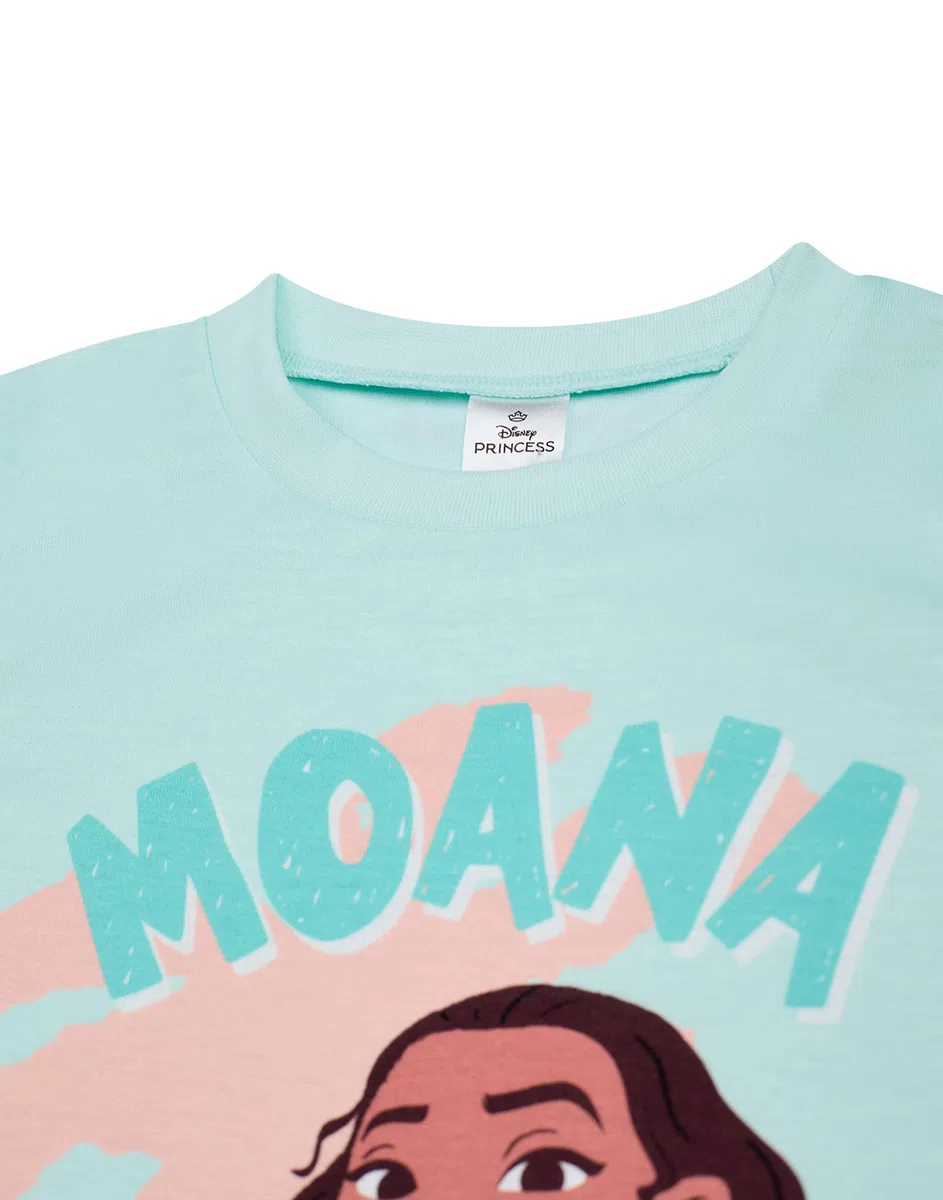 Disney Set Pigiama per Ragazze Moana | Top a Maniche Corte con Grafica dei Personaggi di Moana e Pua per Bambini e Pantaloni del Pigiama a Gamba Lunga in Blu | Indumenti da Notte con Stampa