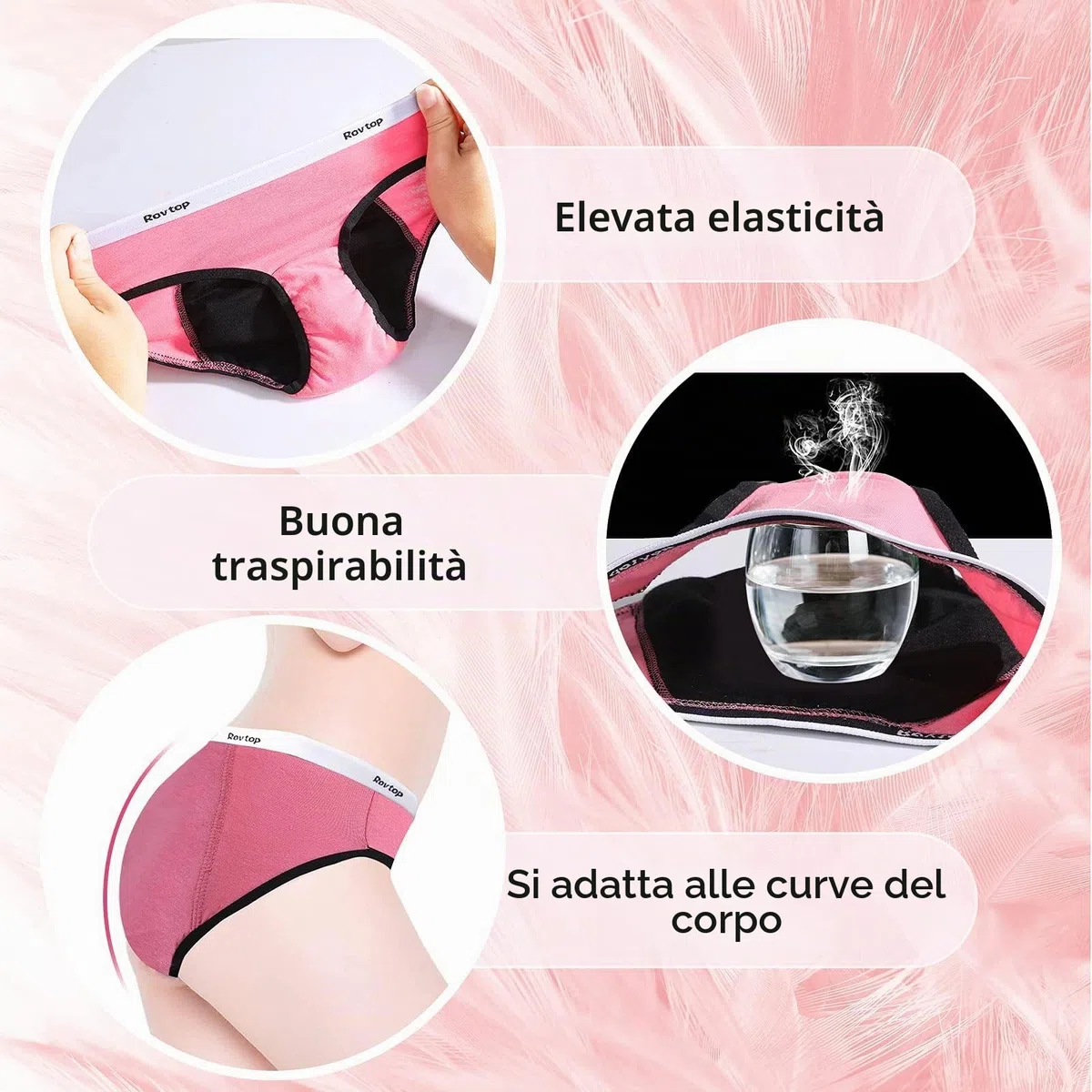 Rovtop Mutande Assorbenti Ragazze Ciclo, 5 Pezzi Mutande Assorbenti Donna Ciclo, Mutandine Speciali a Prova di Perdite per Ragazze, Lavabile Riutilizzabile