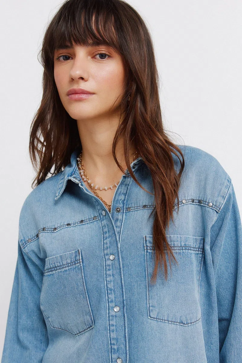 Springfield L/S Denim with Studs Shirt Camicia Donna