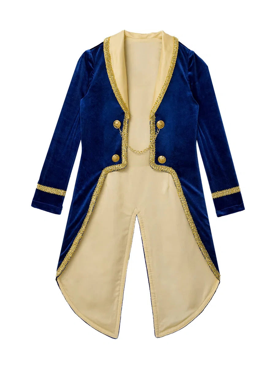 MSemis Costume da Principe La Bella e la Bestia Carnevale Costume Blazer Elegante Azzurro Abito da Cerimonia Cappotto Bambino Invernale Smoking Giacca da Sposa Festa