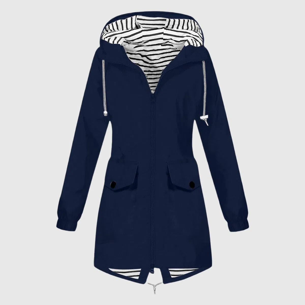 Generico Giacca Impermeabile Donna Leggera Giacca Antipioggia Antivento Lungo Trench con Cappuccio Traspirante Giacche a Vento Raincoat Softshell per All'aperto Campeggio Trekking