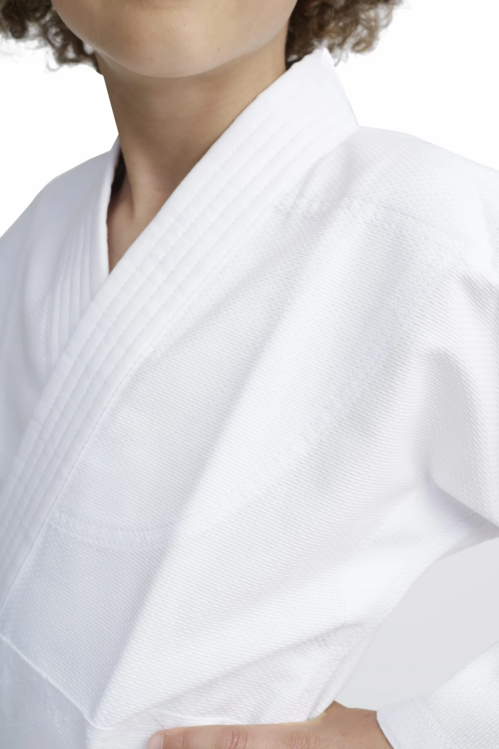 IPPONGEAR Tuta Judo Beginner 2 per Bambini con Cintura (Elastico in Vita e Coulisse sui Pantaloni, densità del Tessuto 190gr/m²) Bianco