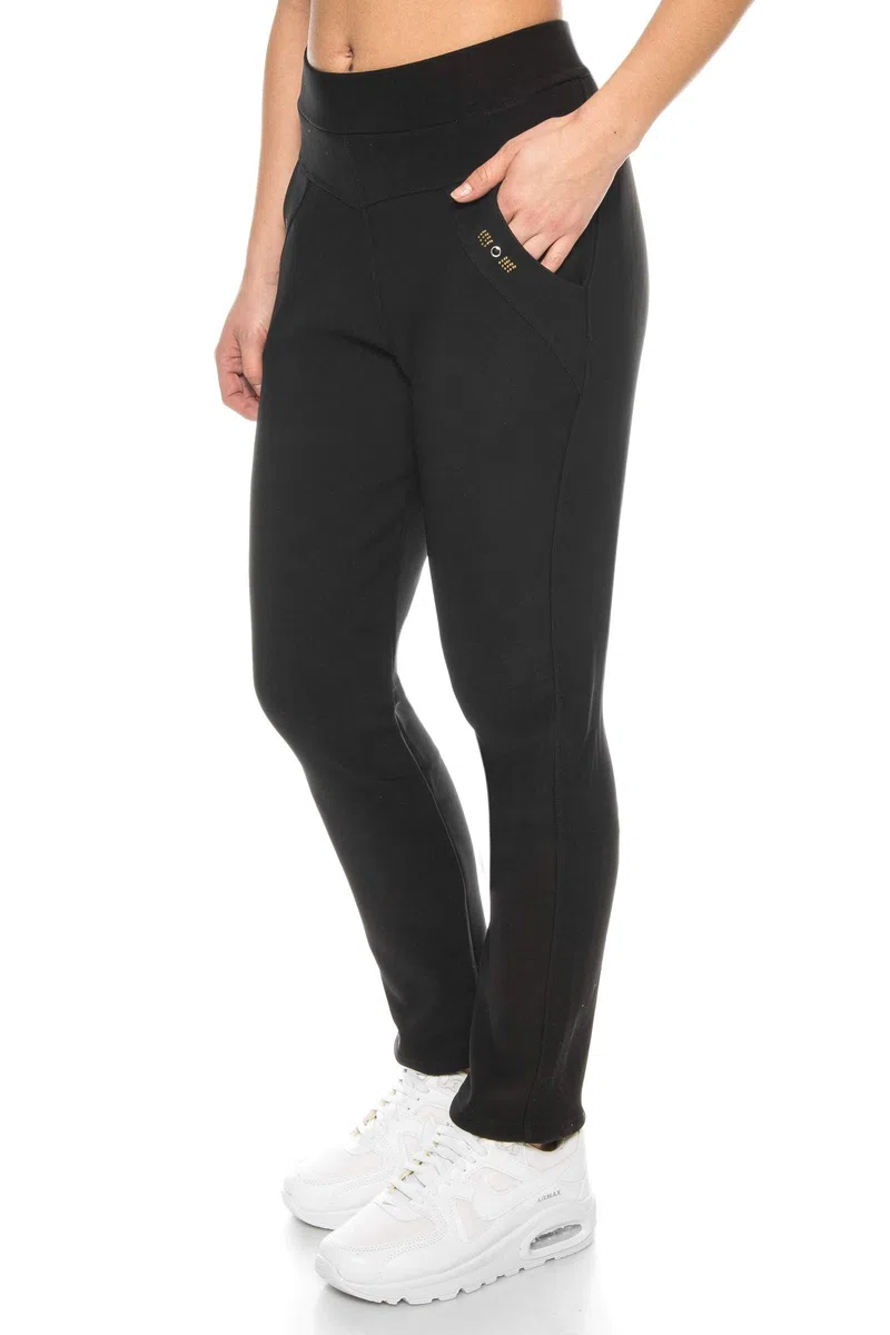 Kendindza - Pantalone termico da donna, foderato con interno in pile, opaco, con tasche