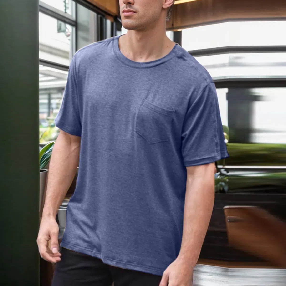 Generisch Camicia da uomo con schiena e spalle, recupero può strappare, manica corta, pulsante laterale aperto, abbigliamento dialisi