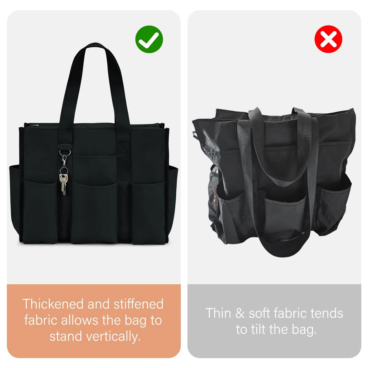 Becokan Grande borsa tote da donna impermeabile con 12 tasche superiori chiusura a cerniera utilità insegnante infermiera borse per lavoro scuola