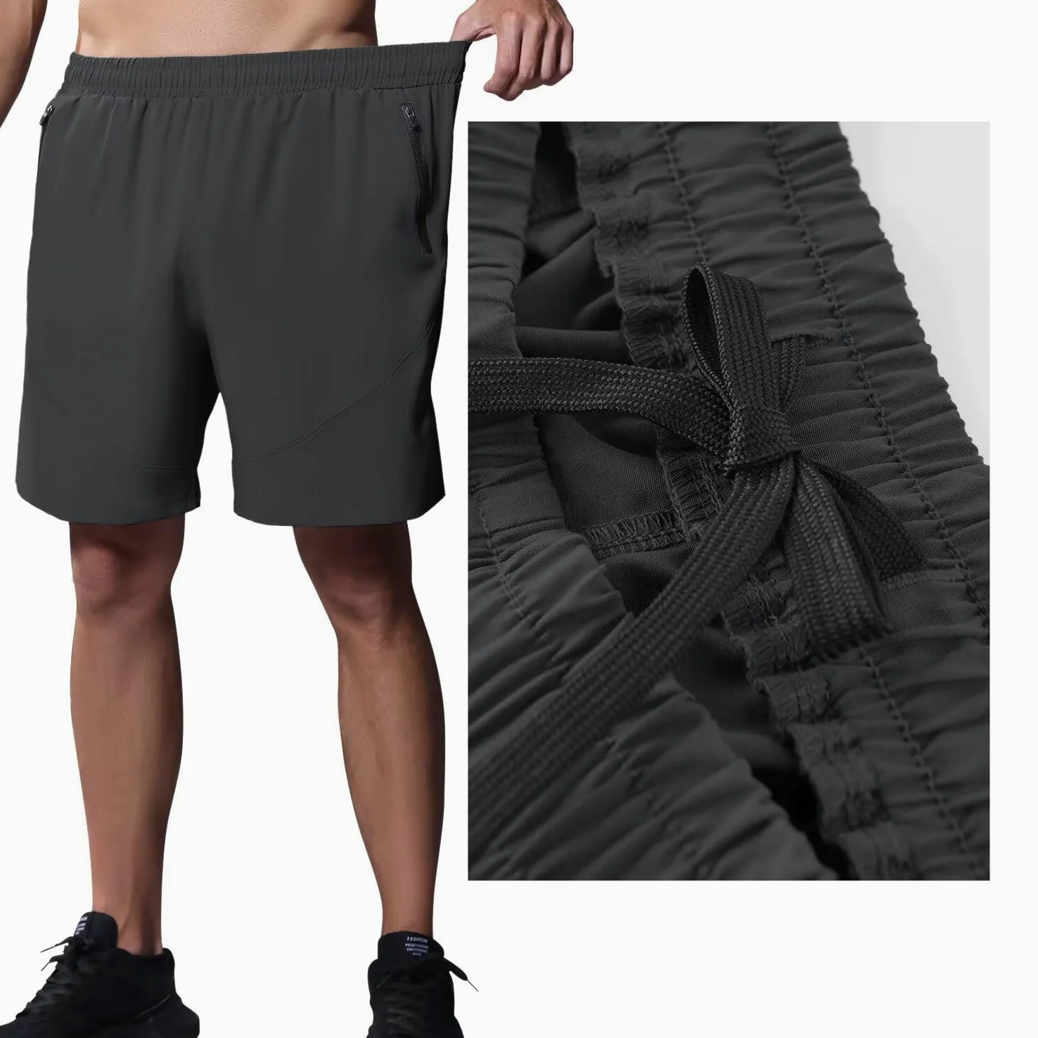 HMIYA Pantaloncini Running Uomo Leggero Sportivi Shorts Asciugatura Veloce Palestra Corsa Calzoncini con Tasca con Cerniera