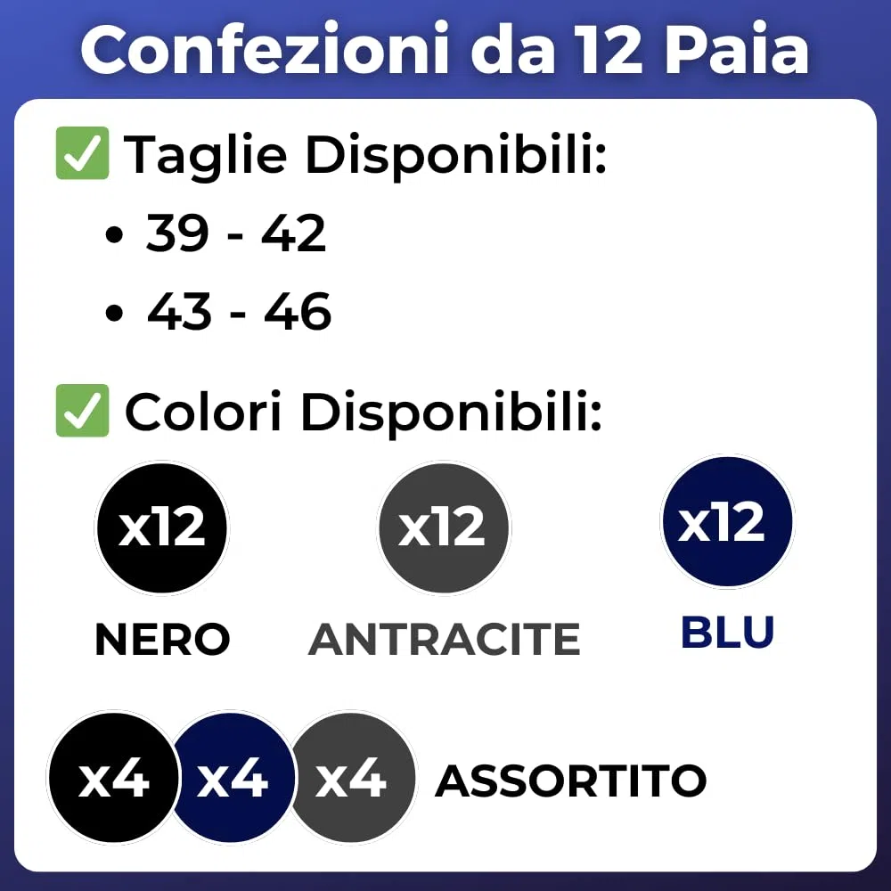 Infinity 12 paia Calze Lunghe Uomo Cotone Filo di Scozia Elasticizzato, Calze Uomo Lunghe Eleganti per Lavoro D'Ufficio, Calzini in Tessuto Fresco e Traspirante, Manifattura Made in Italy