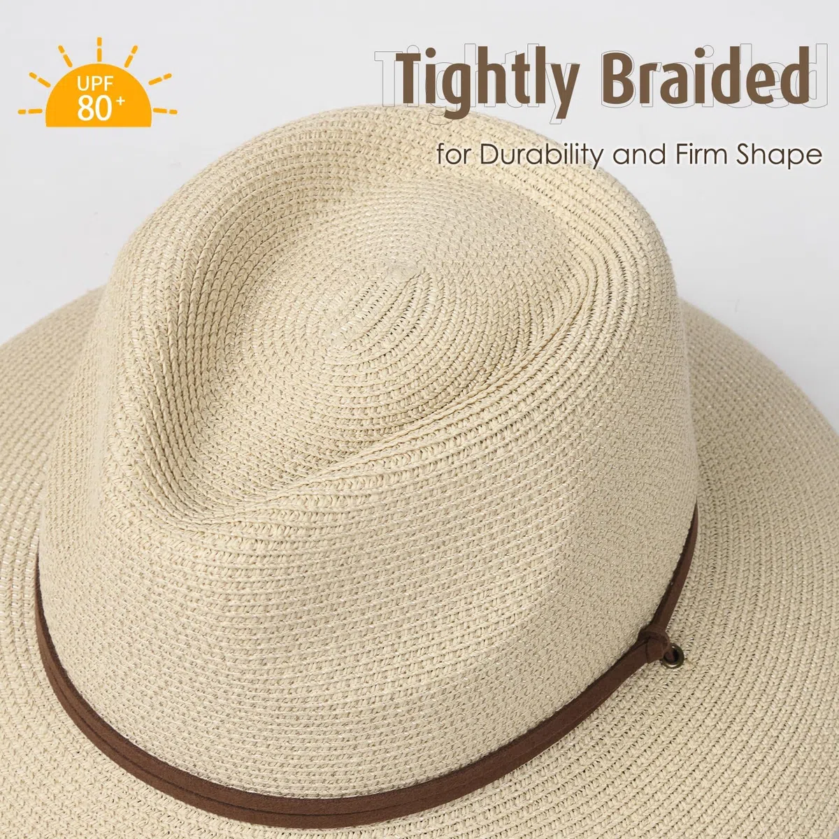 FURTALK Cappello unisex a tesa larga, cappello estivo con protezione UV, cappello da sole con sottogola, cappello da spiaggia per uomo e donna, cappello di paglia regolabile