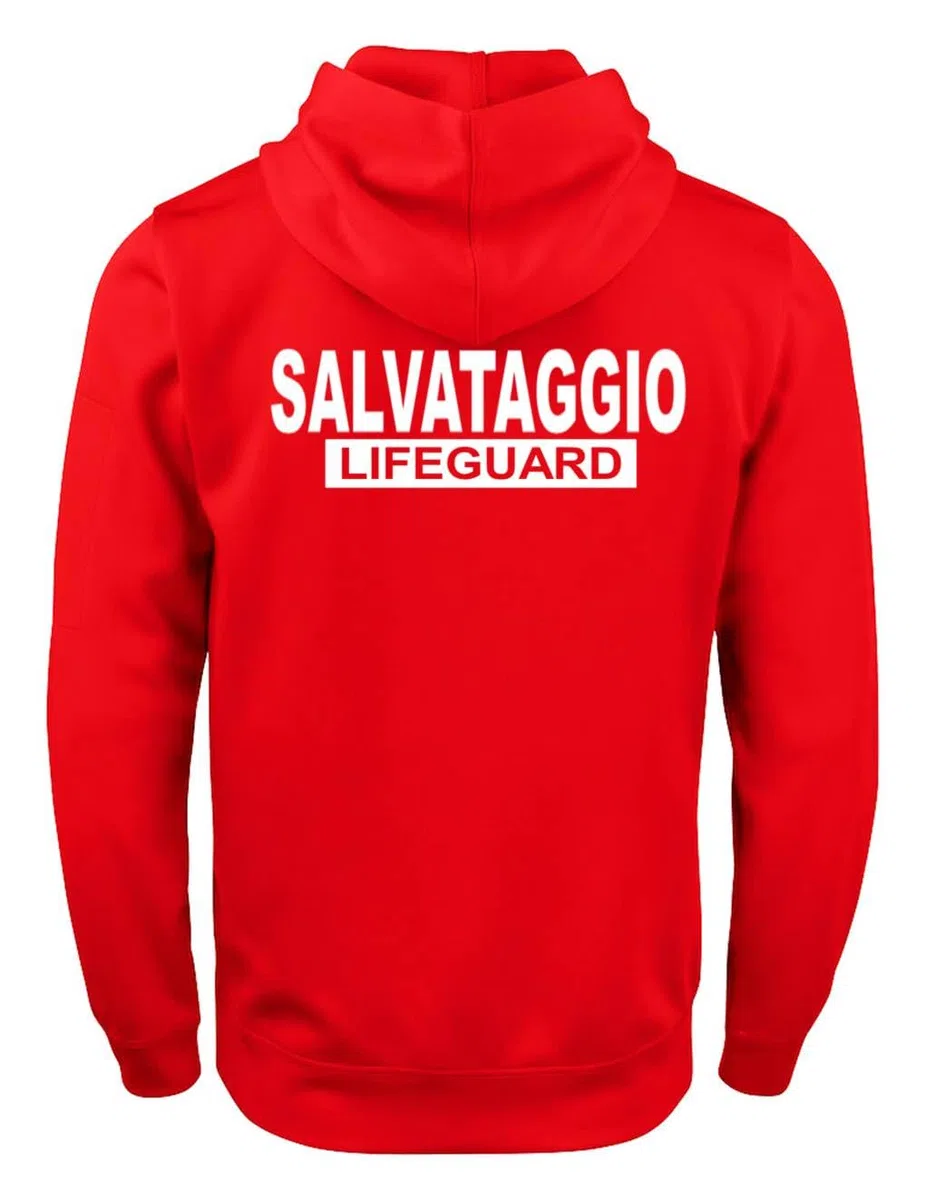 Felpa Salvataggio Lifeguard Cappuccio Premium Uomo