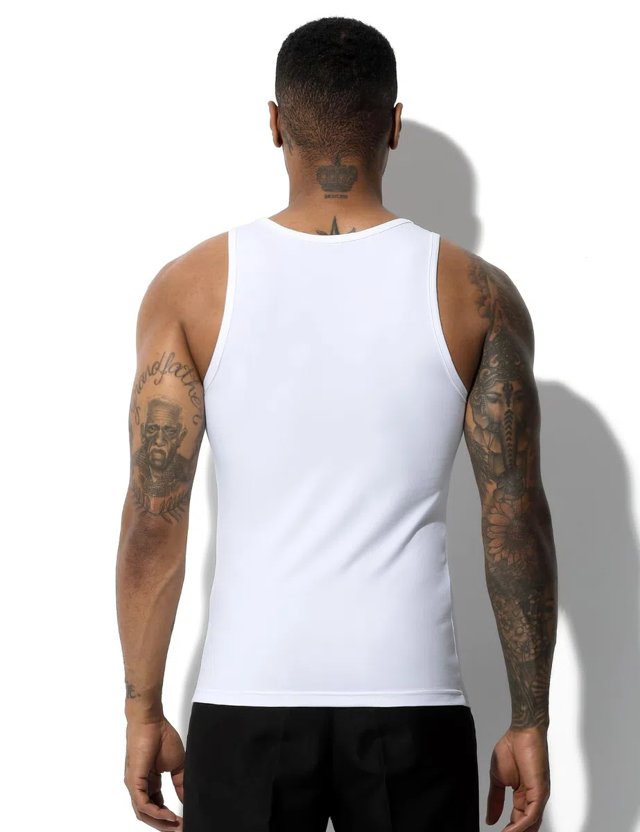 Casey Kevin Canottiera Uomo Palestra Elasticizzato Fitness Canotta Sportiva Bodybuilding Atletiche T-Shirt Senza Maniche (Pacco da 4), Nero/Bianco/Grigio/Blu Navy, L