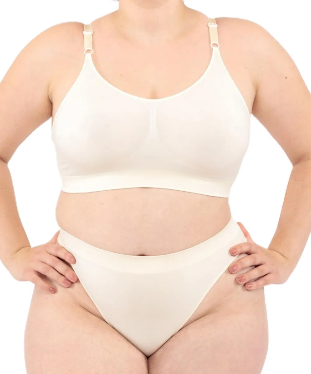 LEELA LAB Reggiseno Senza Ferretto Donna Taglie Forti, Comodo e Versatile con Spalline Regolabili, Realizzato con Tecnologia Seamless Senza Cuciture - Made in Italy