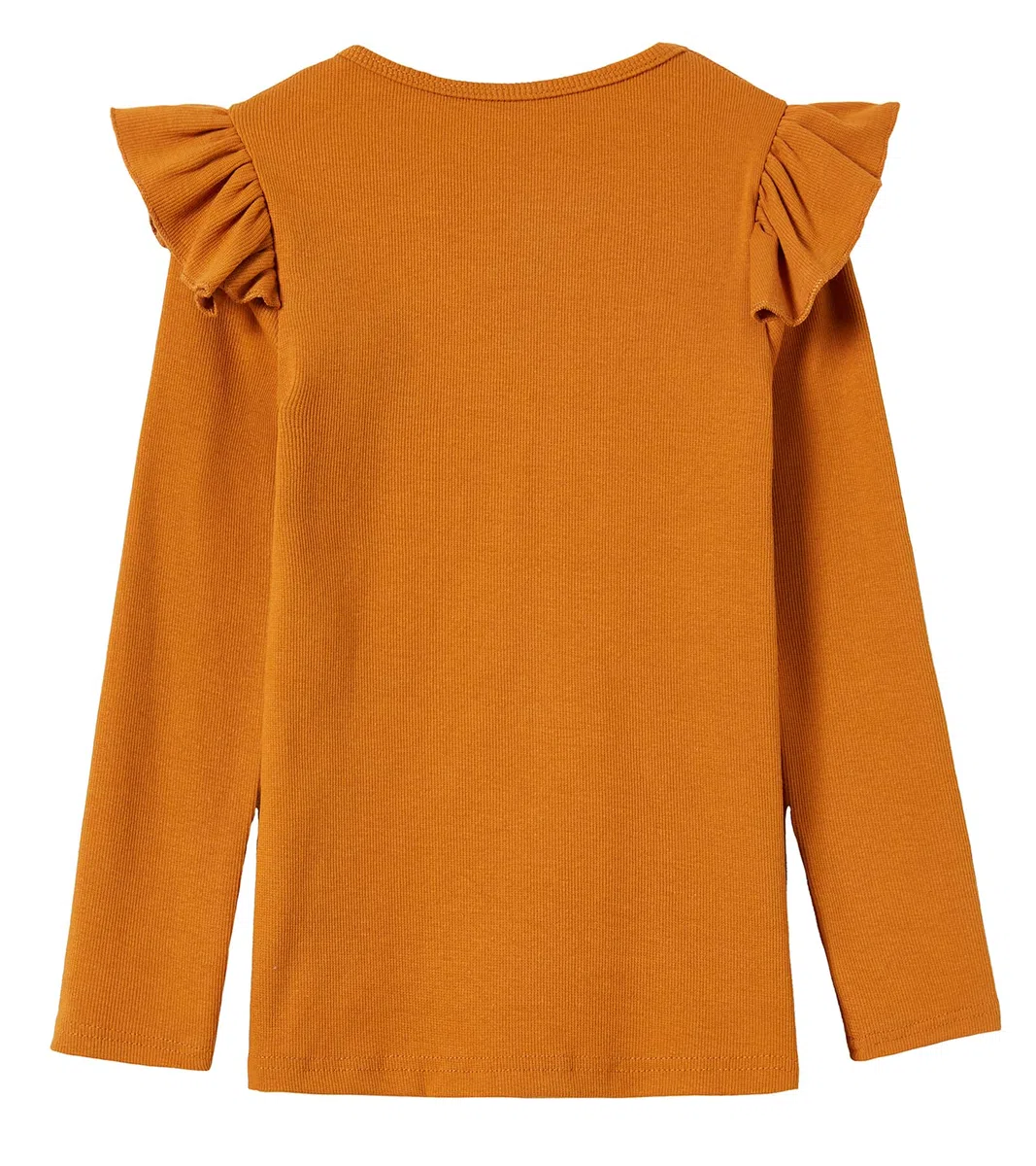 Maglietta a maniche lunghe da ragazza, in cotone a costine, elasticizzata, basic, calda, girocollo
