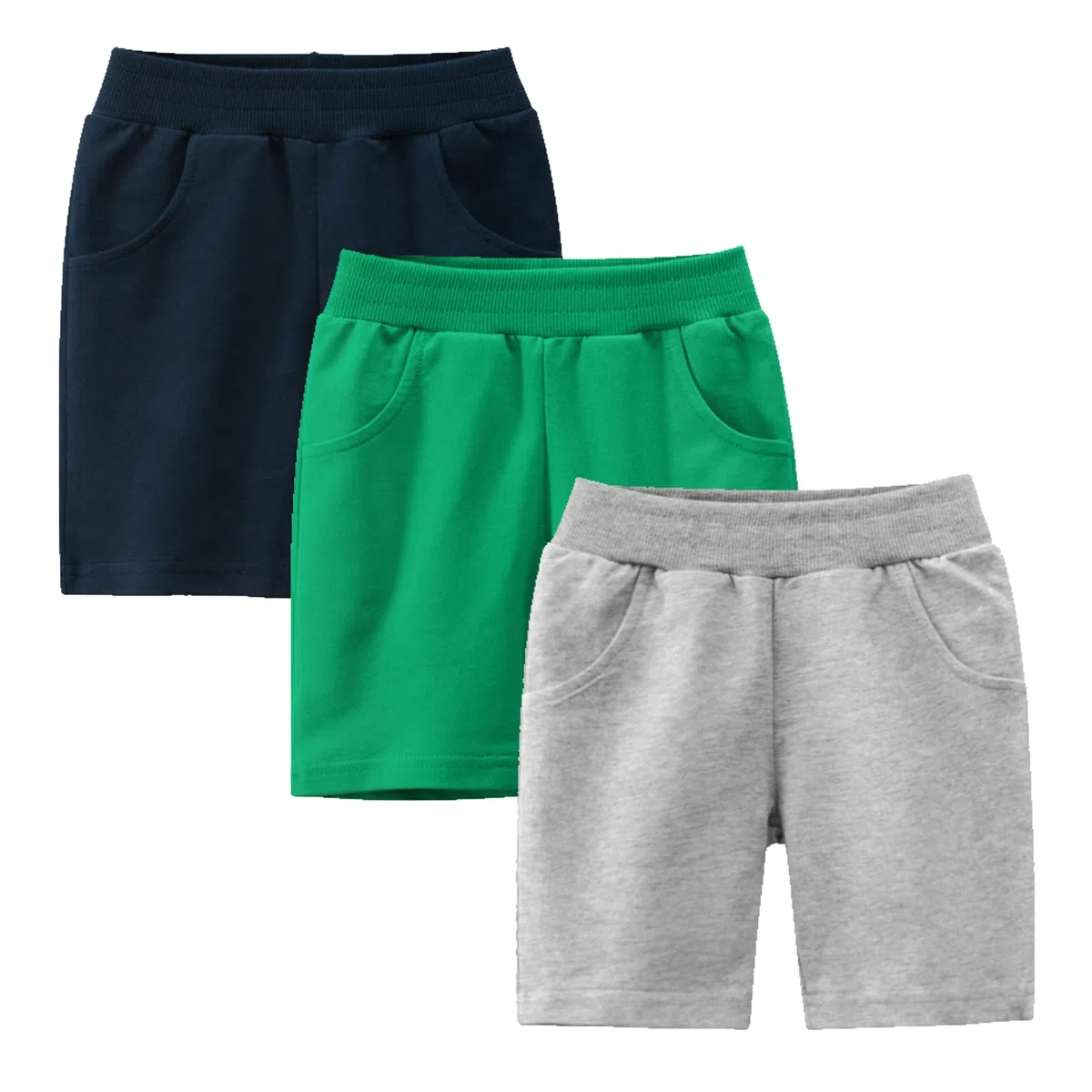 Coddkre Pantaloncini Bambino Pantaloncini Ragazzo Corti in Cotone Vita Elasticizzata, 2 Tasche, Pacco da 3