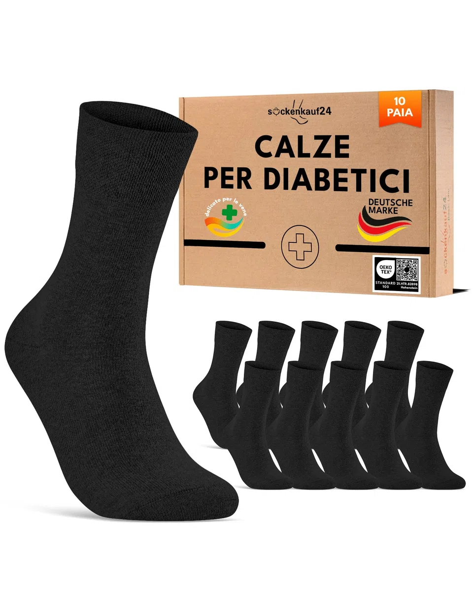 sockenkauf24 10 Paia Calze Diabetici senza Elastico Uomo Donna Cotone senza Cucitura