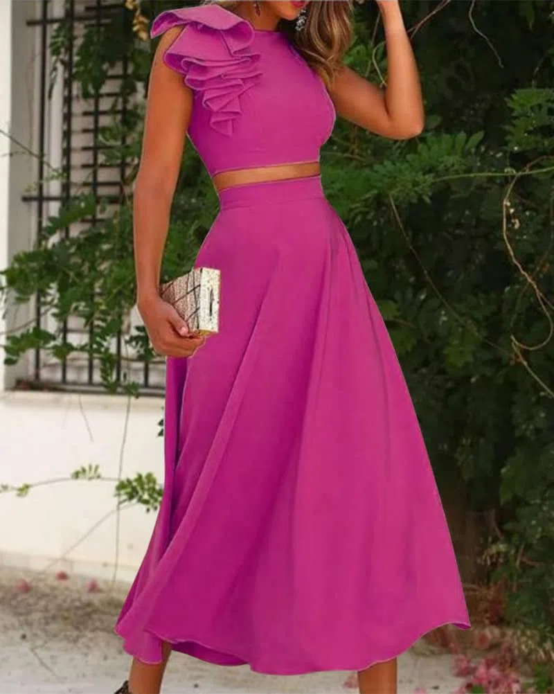ORANDESIGNE Completo Donna Elegante Tailleur Cerimonia Curvy Set Coordinati Gonna E Top Completino Estivo Due Pezzi Costume Casual Outfit da Ufficio Abbigliamento Tuta Streetwear