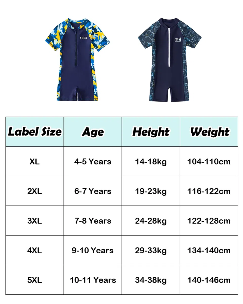 Costume Mare Bambino, Maglia Anti UV, Costume da Bagno Intero (IT, Età 8-9 Anni, Regular, Blu Navy, Squalo)